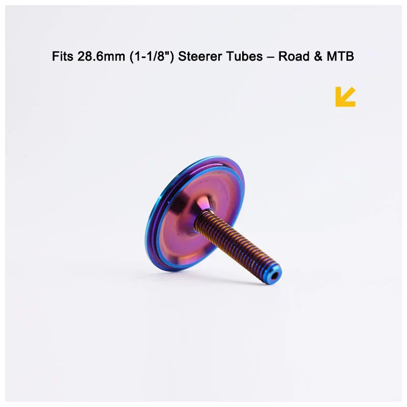 Titanium Stem Top Cap Set with M6x30 Bolt | Fits 1-1/8" Steerer (31.8mm Cap Outer Diameter)