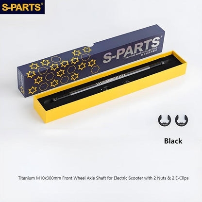 Titanium M10x300mm Front Wheel Axle Shaft for Electric Scooter with 2 Nuts & 2 E-Clips