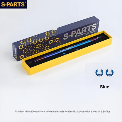 Titanium M10x300mm Front Wheel Axle Shaft for Electric Scooter with 2 Nuts & 2 E-Clips