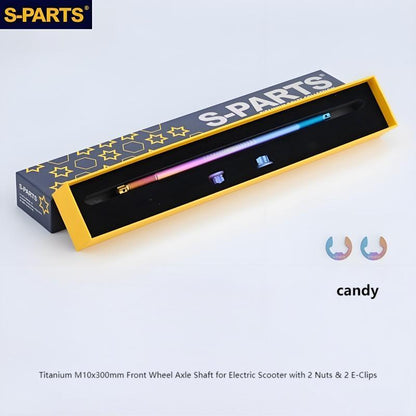 Titanium M10x300mm Front Wheel Axle Shaft for Electric Scooter with 2 Nuts & 2 E-Clips