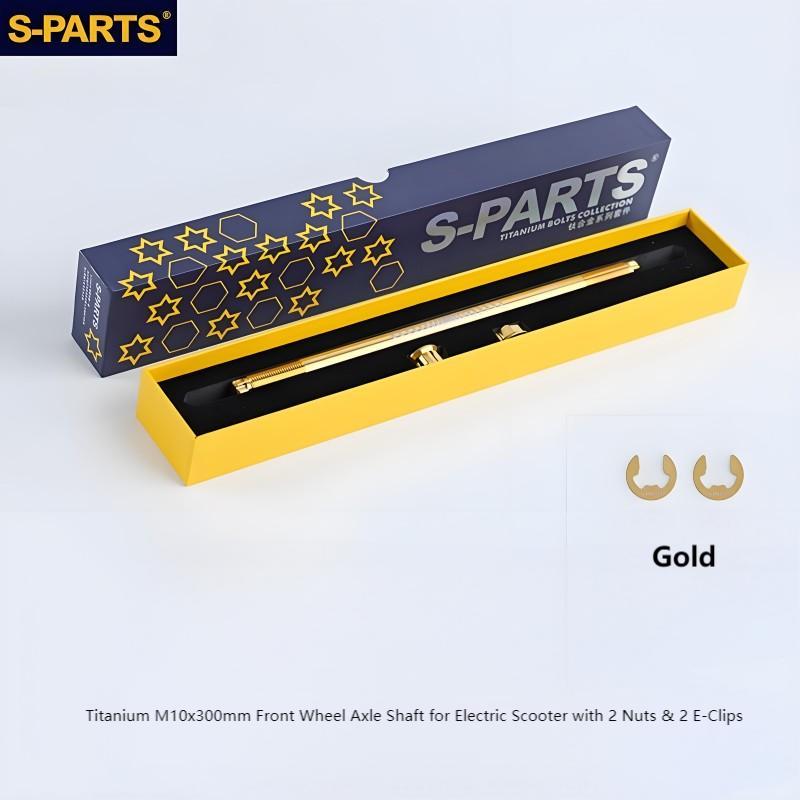 Titanium M10x300mm Front Wheel Axle Shaft for Electric Scooter with 2 Nuts & 2 E-Clips