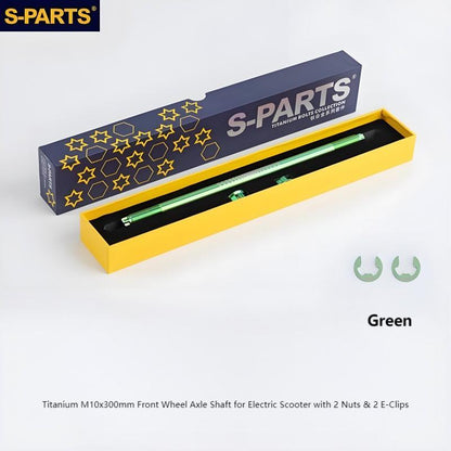 Titanium M10x300mm Front Wheel Axle Shaft for Electric Scooter with 2 Nuts & 2 E-Clips