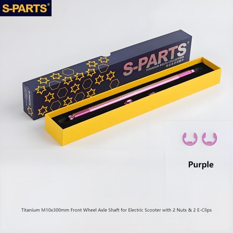 Titanium M10x300mm Front Wheel Axle Shaft for Electric Scooter with 2 Nuts & 2 E-Clips