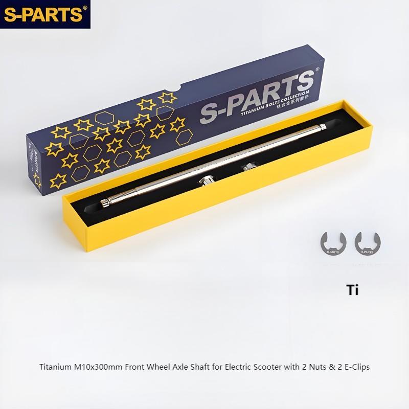 Titanium M10x300mm Front Wheel Axle Shaft for Electric Scooter with 2 Nuts & 2 E-Clips