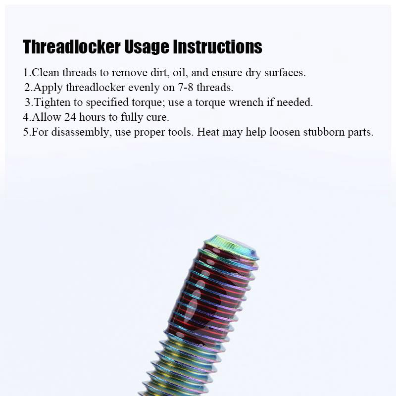 Titanium Bolt Threadlocker  Blue (Medium Strength)  Red (High Strength)  5ml 2