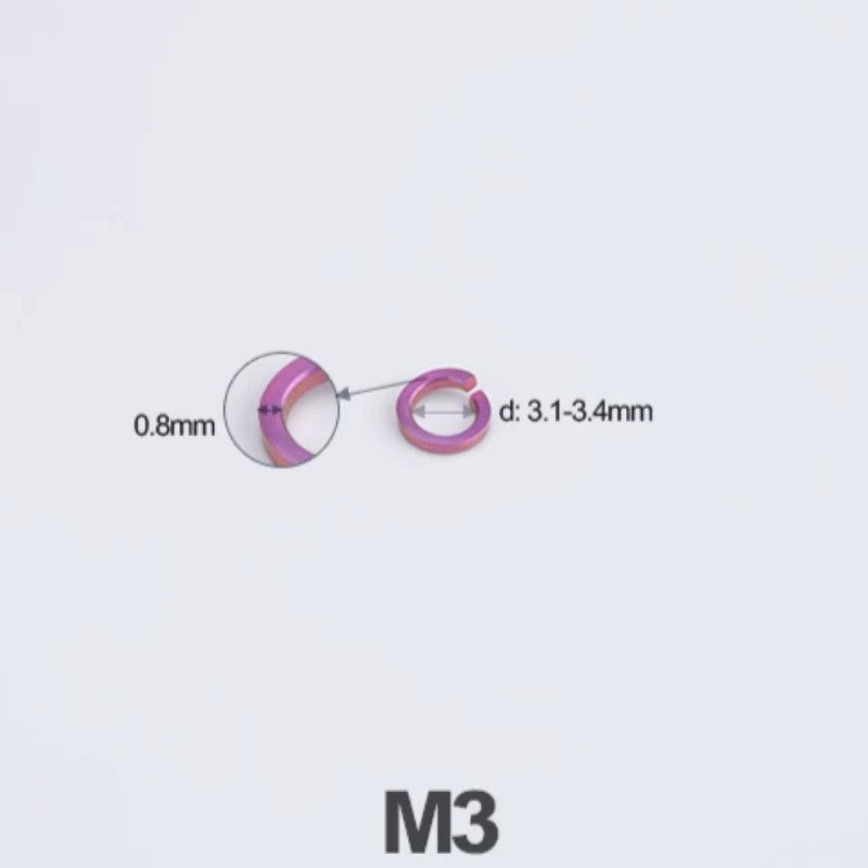 Titanium Spring Lock Washers M3/M4/M5/M6/M8/M10/M12 | Grade 5 Ti for Motorcycle & Automotive