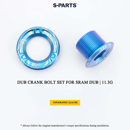 DUB Titanium Crank Arm Bolt & Self-Extracting Cap Set for SRAM DUB / Quarq / Force / Red | 11.3g Ultra-Light CNC Titanium