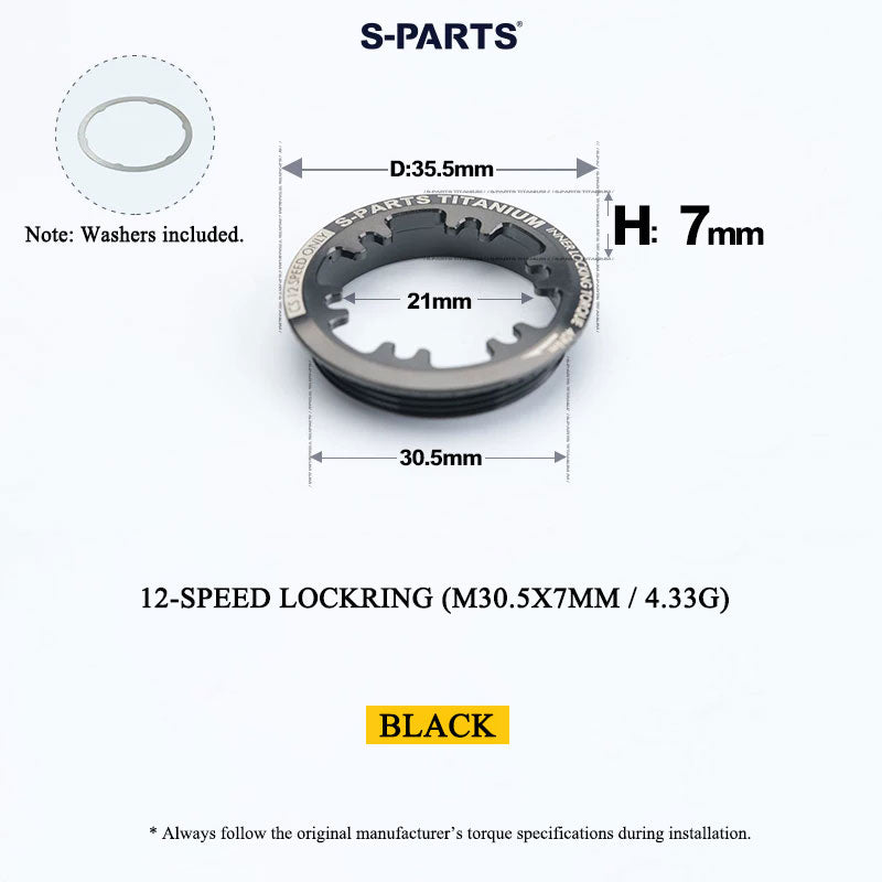 Grade 5 Titanium Cassette Lockring for Shimano & SRAM 10/11/12-Speed HG Freehubs