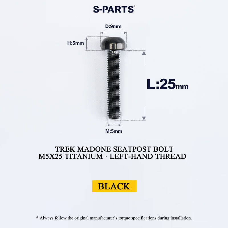 Trek Madone M5x25mm Grade 5 Titanium Left-Hand Thread Seatpost Screw