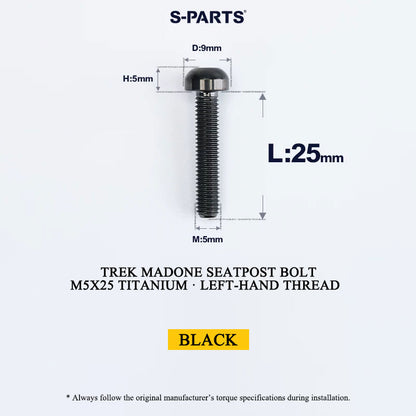 Trek Madone M5x25mm Grade 5 Titanium Left-Hand Thread Seatpost Screw