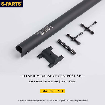 Titanium Balance Seatpost Set for Brompton & Birdy Folding Bikes – D31.8 / D33.9 / D34.9 × L560/600mm