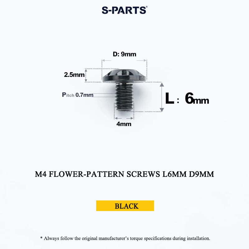 M4 Flower-Pattern Titanium Screws, 9mm CNC-Machined Head, T20 Torx