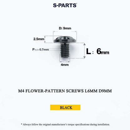 M4 Flower-Pattern Titanium Screws, 9mm CNC-Machined Head, T20 Torx