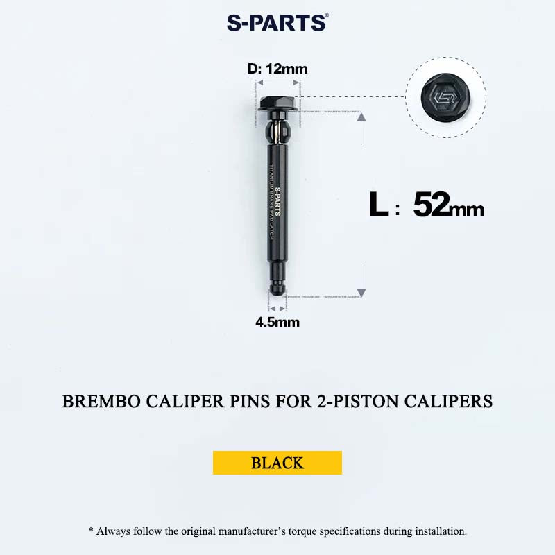 Brembo Grade 5 Titanium Brake Caliper Pins for 4-Piston and 2-Piston Calipers, 56 mm