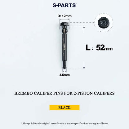 Brembo Grade 5 Titanium Brake Caliper Pins for 4-Piston and 2-Piston Calipers, 56 mm