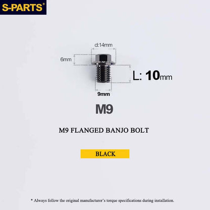 M9 x 10mm Titanium Flanged Banjo Bolt for Shimano 8170 / 7170 / 9270 / 8020 & SRAM GRX Hydraulic Brakes