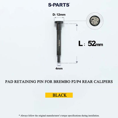 Grade 5 Titanium Brake Caliper Pad Retaining Pin for Brembo 2-Piston & 4-Piston Rear / Lower Calipers – 55mm
