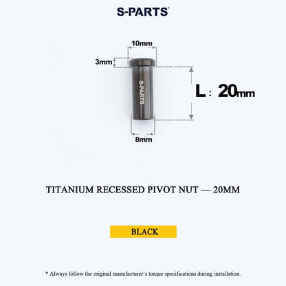 Titanium C-Brake Recessed Pivot Nut for M6 Brake Caliper Bolts (8-40mm)