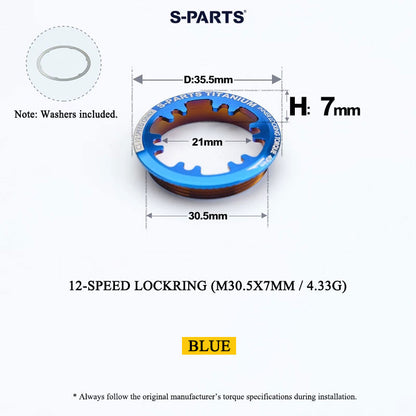 Grade 5 Titanium Cassette Lockring for Shimano & SRAM 10/11/12-Speed HG Freehubs