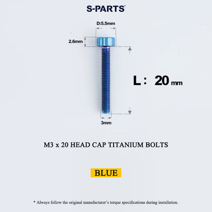M3 x 6/8/10/12/15MM Head Cap Titanium Alloy Bolts Road Bike Bolt