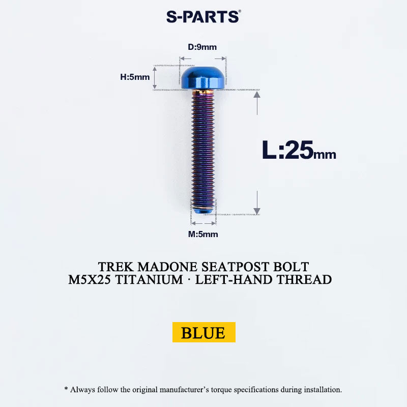 Trek Madone M5x25mm Grade 5 Titanium Left-Hand Thread Seatpost Screw