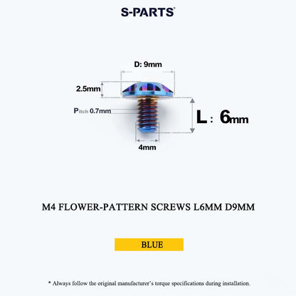 M4 Flower-Pattern Titanium Screws, 9mm CNC-Machined Head, T20 Torx