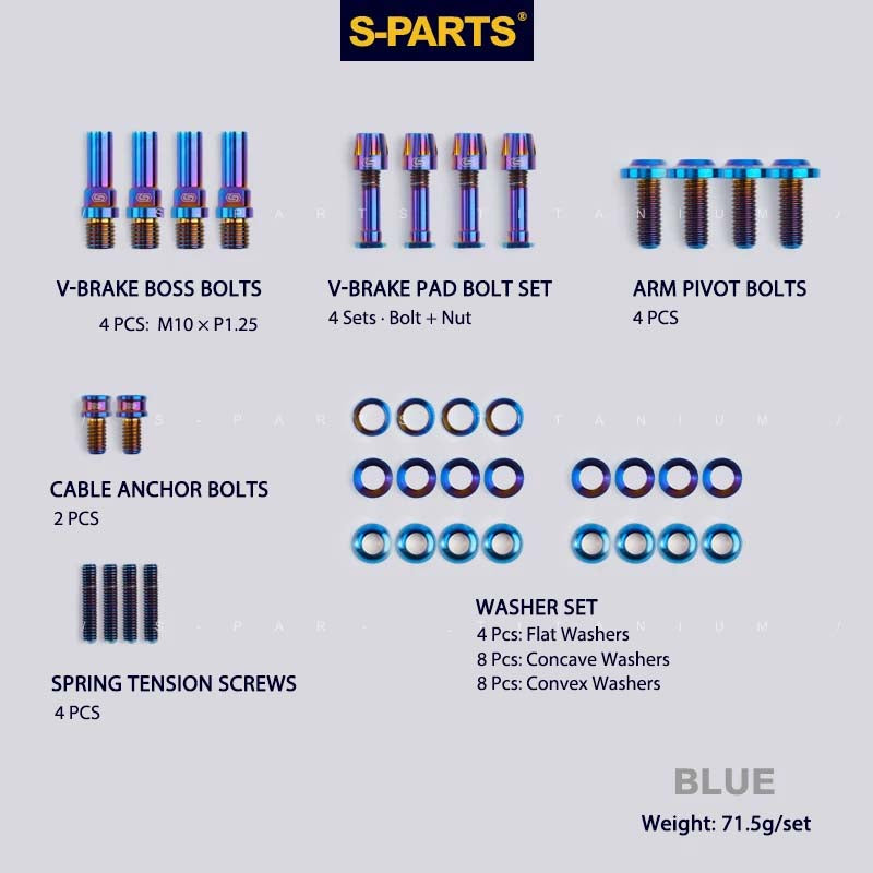 Titanium V-Brake Hardware Upgrade Kit for MTB | Grade 5 Ti Bolts & Washers