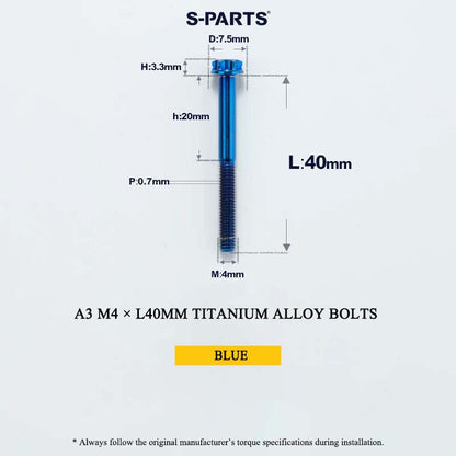 M4 × L30/35/40/45/50mm Titanium Alloy Bolts For Motorcycle
