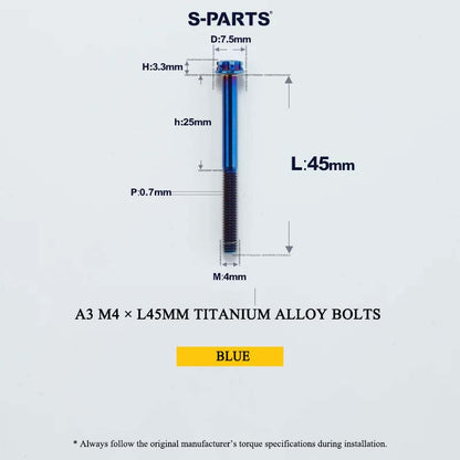 M4 × L30/35/40/45/50mm Titanium Alloy Bolts For Motorcycle