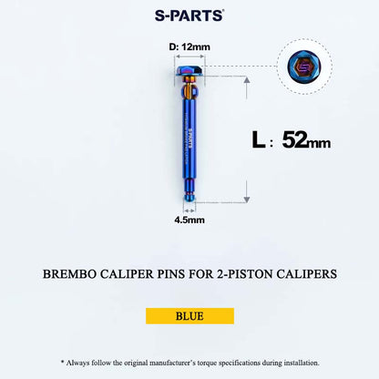 Brembo Grade 5 Titanium Brake Caliper Pins for 4-Piston and 2-Piston Calipers, 56 mm
