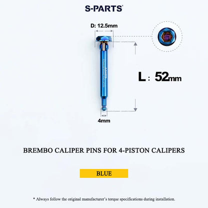 Brembo Grade 5 Titanium Brake Caliper Pins for 4-Piston and 2-Piston Calipers, 56 mm