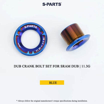 DUB Titanium Crank Arm Bolt & Self-Extracting Cap Set for SRAM DUB / Quarq / Force / Red | 11.3g Ultra-Light CNC Titanium