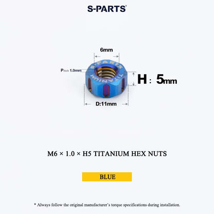 Grade 5 Titanium Hex Nuts M4–M12 | Metric & Fine Thread