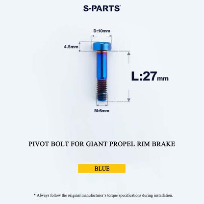 Grade 5 Titanium Brake Caliper Pivot Bolt for Giant Propel Rim Brake | M6×27mm