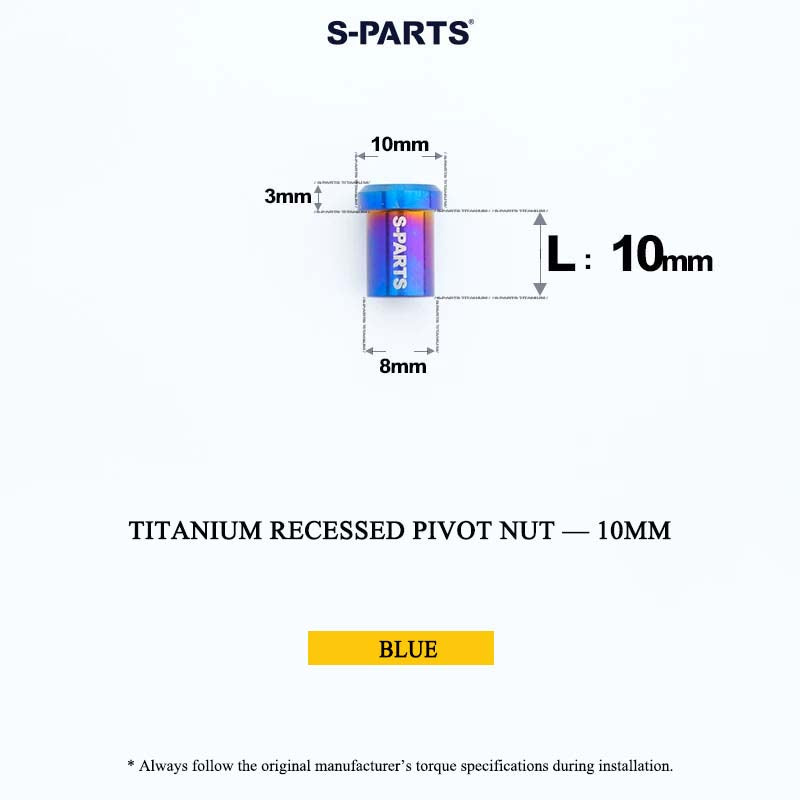 Titanium C-Brake Recessed Pivot Nut for M6 Brake Caliper Bolts (8-40mm)