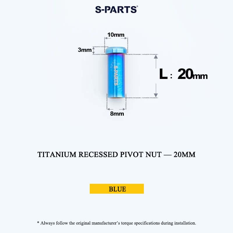 Titanium C-Brake Recessed Pivot Nut for M6 Brake Caliper Bolts (8-40mm)
