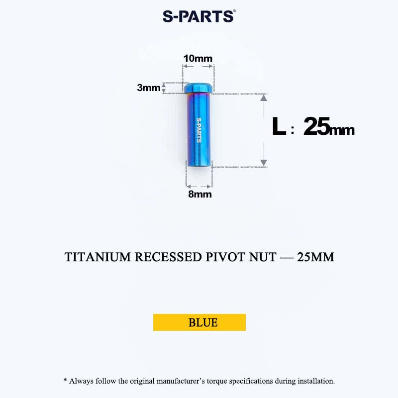 Titanium C-Brake Recessed Pivot Nut for M6 Brake Caliper Bolts (8-40mm)