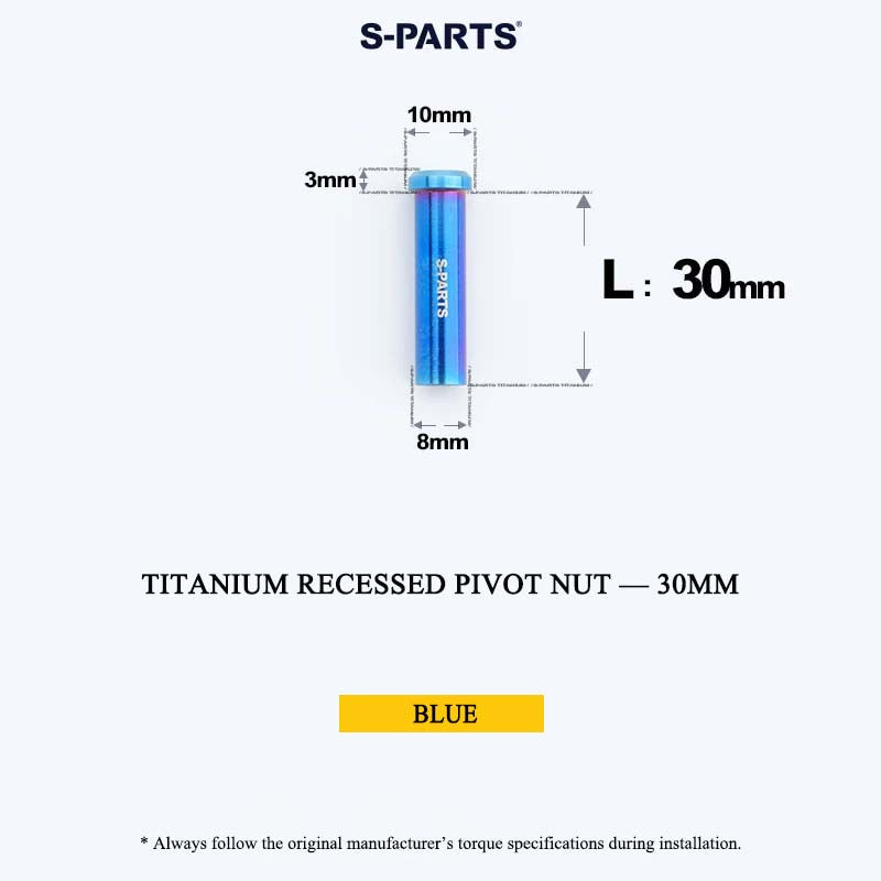 Titanium C-Brake Recessed Pivot Nut for M6 Brake Caliper Bolts (8-40mm)