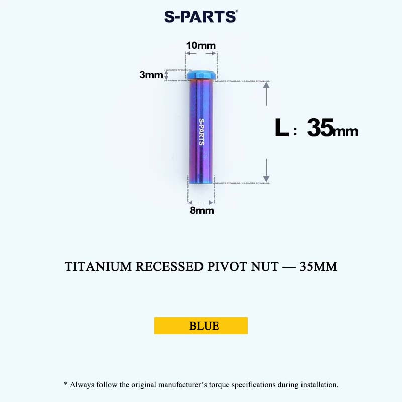 Titanium C-Brake Recessed Pivot Nut for M6 Brake Caliper Bolts (8-40mm)