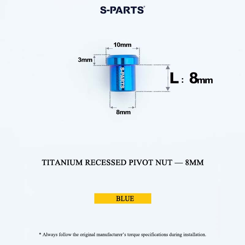 Titanium C-Brake Recessed Pivot Nut for M6 Brake Caliper Bolts (8-40mm)