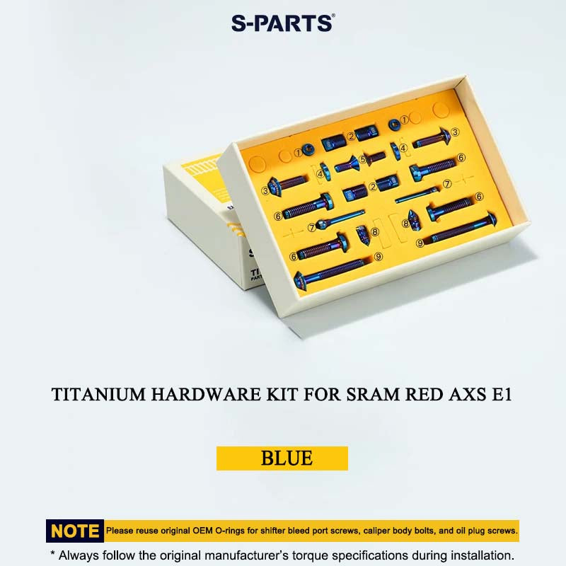 Grade 5 Titanium Hardware Kit for SRAM RED AXS E1 Disc Brakes (22-Piece Set)