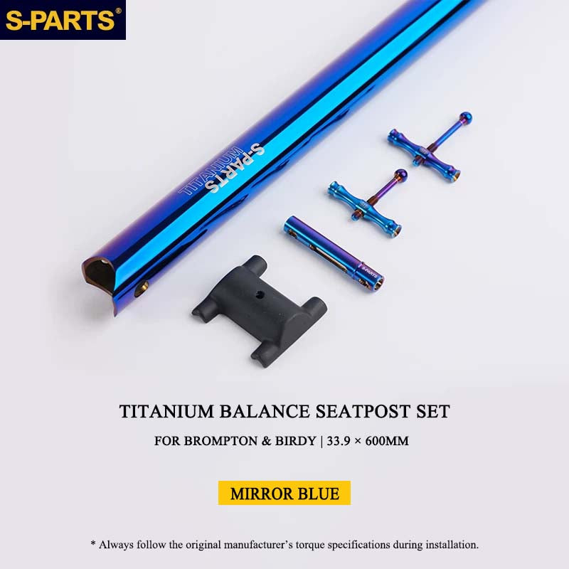 Titanium Balance Seatpost Set for Brompton & Birdy Folding Bikes – D31.8 / D33.9 / D34.9 × L560/600mm