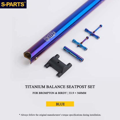 Titanium Balance Seatpost Set for Brompton & Birdy Folding Bikes – D31.8 / D33.9 / D34.9 × L560/600mm