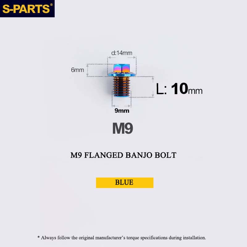 M9 x 10mm Titanium Flanged Banjo Bolt for Shimano 8170 / 7170 / 9270 / 8020 & SRAM GRX Hydraulic Brakes