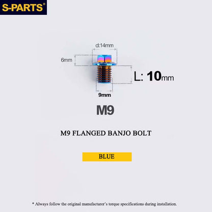 M9 x 10mm Titanium Flanged Banjo Bolt for Shimano 8170 / 7170 / 9270 / 8020 & SRAM GRX Hydraulic Brakes