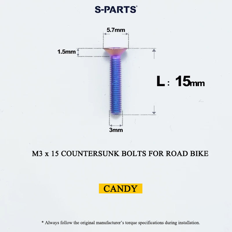 M3x6-30mm Titanium Flat Head Bolts Countersunk Ti Bolts For Road Bike