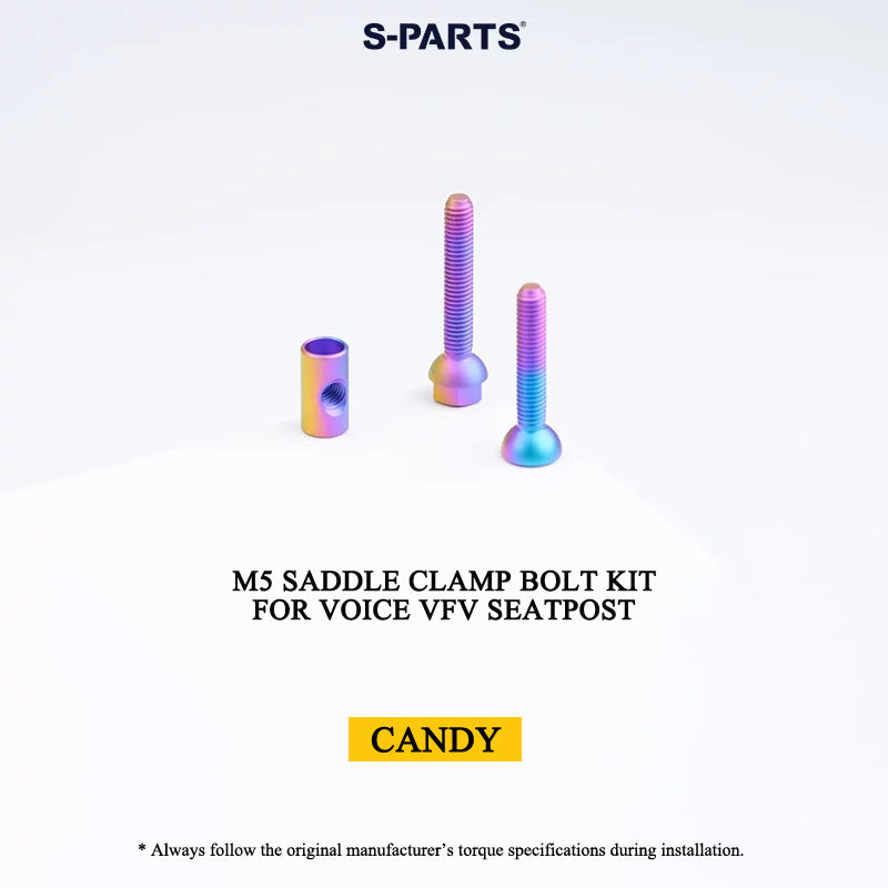 M5 Grade 5 Titanium Saddle Clamp Bolt Kit for VOICE VFV Seatpost, 3 pcs
