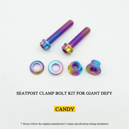 Titanium Seatpost Clamp Bolt Kit for Giant Defy – Grade 5 Titanium, M6