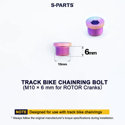 Titanium Track Bike Chainring Bolts M10 × 6 mm for ROTOR Cranks