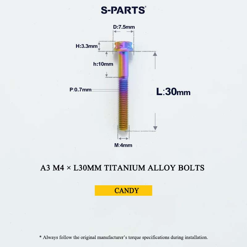 M4 × L30/35/40/45/50mm Titanium Alloy Bolts For Motorcycle